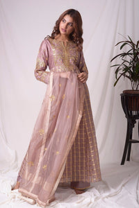 Buy brown silk suit online in USA with palazzo and dupatta. Be the talk of parties and weddings with exquisite designer gowns, Indian suits, Anarkali dresses, Indo-western dresses from Pure Elegance Indian clothing store in USA .Shop online now.-full view