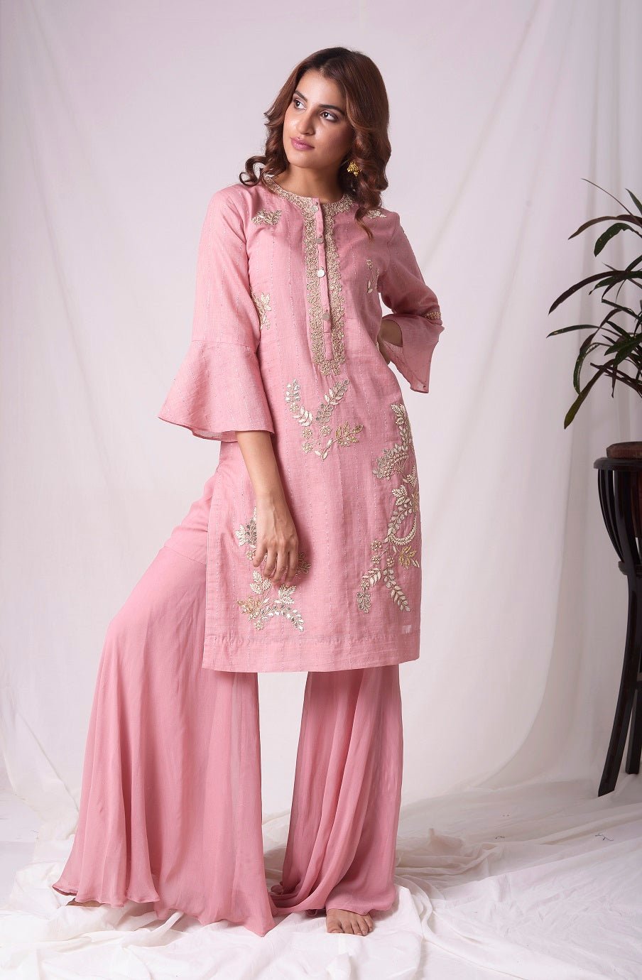 Buy Dusty Pink Chanderi With Gota Patti Work Suit Online in USA ...