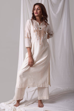 Off White Chanderi Suit With Palazzo Online in USA-full view-4