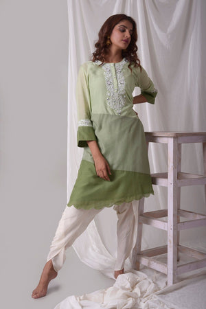  Sage Green Cotton Silk Suit With Dhoti Online in USA-full view-3