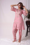  Dusty Pink Chanderi Suit With Dhoti Online in USA-full view