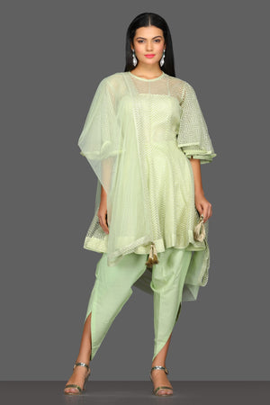 50Z077b-RO Mint Green Designer Suit with Dhoti Salwar and Dupatta