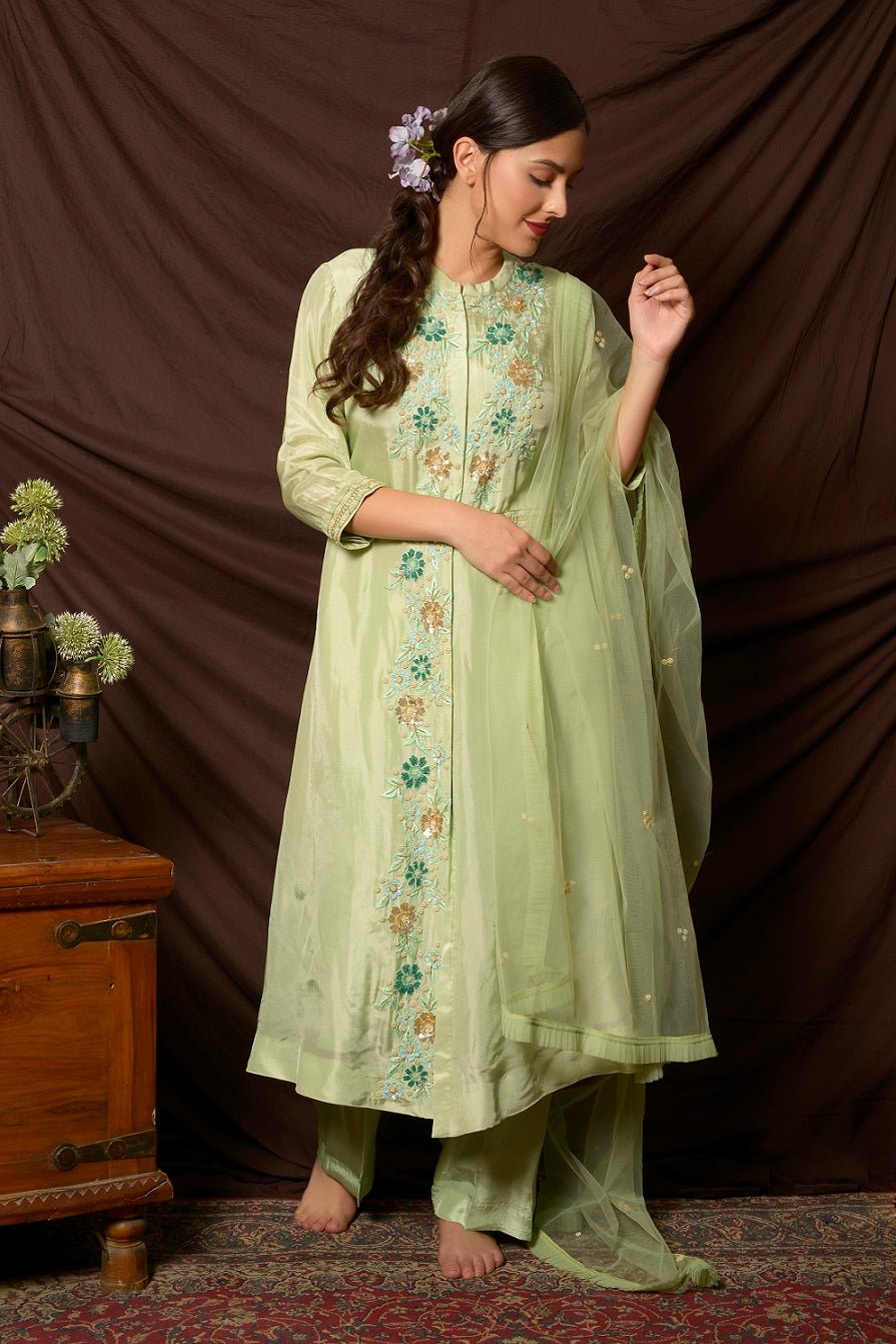 Astonishing Embroidered Faux Georgette Designer Palazzo Suit