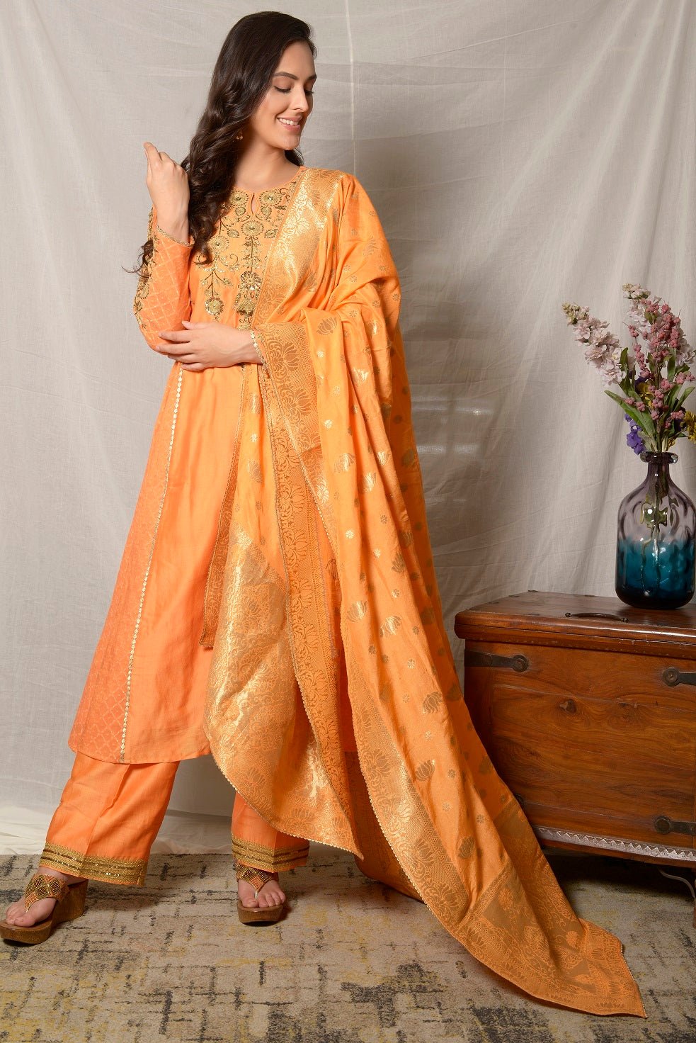 Plain Suit With Contrast Dupatta || Punjabi Suit Colour Combination || Dupatta  suit By Kaur Fashion - YouTube