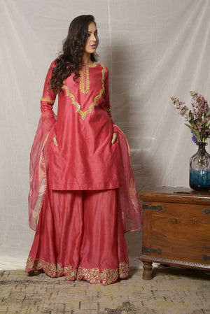 Chanderi heavy silk sharara gharara at Rs 950/piece | Ladies Suit Material  in Ahmedabad | ID: 2850891903955