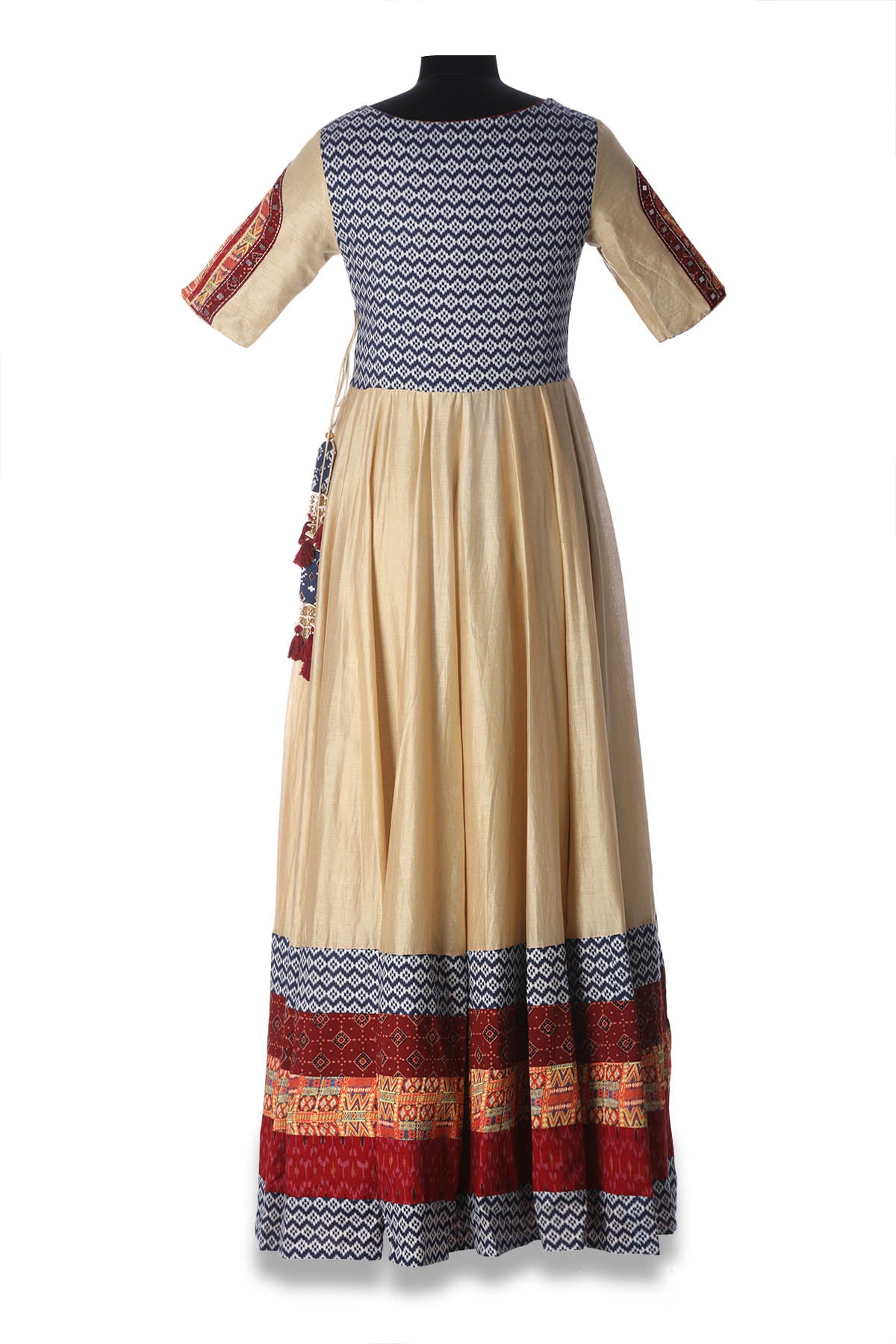 Buy stunning embroidered chanderi Angrakha Anarkali online in USA. Shine at weddings and special occasions with beautiful Indian designer Anarkali suits, salwar suits, sharara suits, designer lehengas from Pure Elegance Indian clothing store in USA.-back