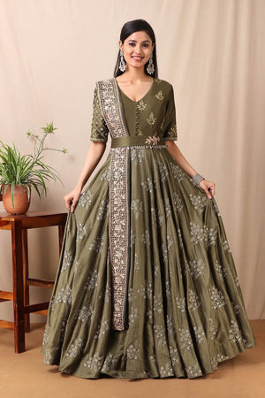Faux Georgette Green Floor Length Anarkali Suit | Indian anarkali dresses,  Silk anarkali suits, Anarkali dress