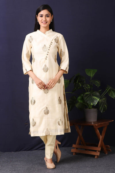 Cream and Peach Color Combination Party Wear Gown Kurti :: ANOKHI FASHION