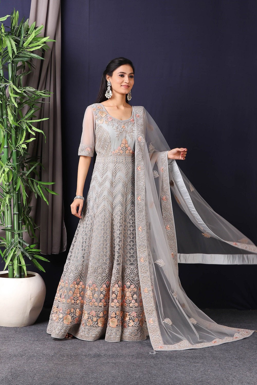 grey color anarkali dress Buy Grey Party Wear Anarkali Suits Online for Women in USA
