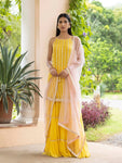 Shop beautiful yellow embroidered sharara suit online in USA with dupatta. Dazzle on weddings and special occasions with exquisite Indian designer dresses, sharara suits, Anarkali suits, wedding lehengas from Pure Elegance Indian fashion store in USA.-sharara