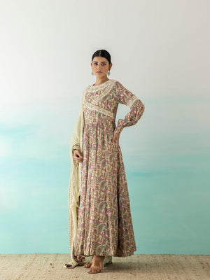 Shop stunning multicolor printed Anarkali online in USA with dupatta. Make a fashion statement on festive occasions and weddings with designer suits, Indian dresses, Anarkali suits, palazzo suits, designer gowns, sharara suits from Pure Elegance Indian fashion store in USA.-side