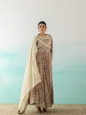 Shop stunning multicolor printed Anarkali online in USA with dupatta. Make a fashion statement on festive occasions and weddings with designer suits, Indian dresses, Anarkali suits, palazzo suits, designer gowns, sharara suits from Pure Elegance Indian fashion store in USA.-dupatta