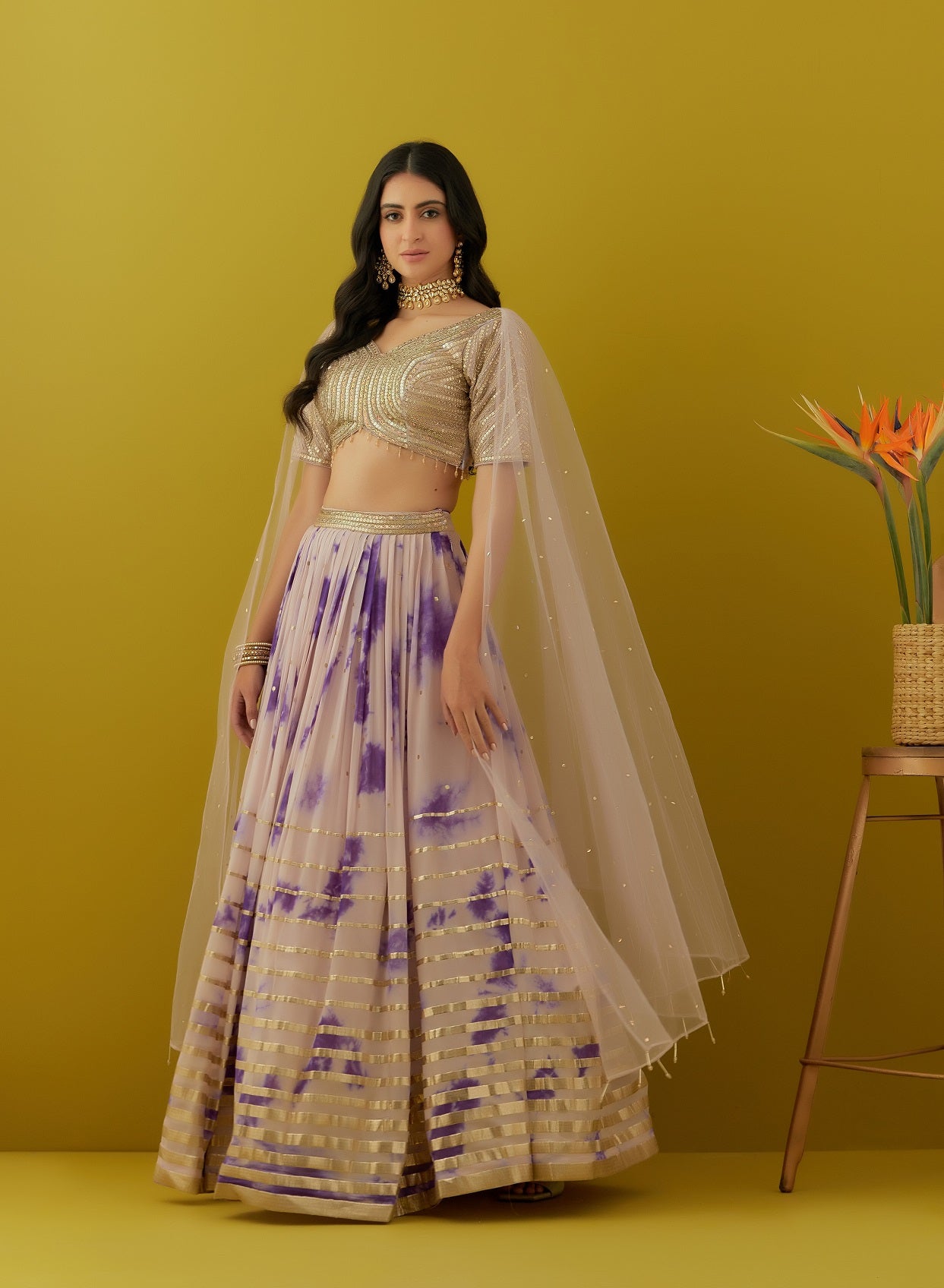 Buy beautiful powder pink tie and dye sequin embroidery lehenga online in USA with attached dupatta. Dazzle on weddings and special occasions with exquisite Indian designer dresses, sharara suits, Anarkali suits, bridal lehengas, sharara suits from Pure Elegance Indian clothing store in USA.-lehenga