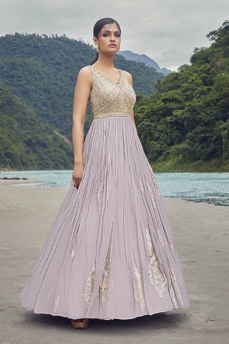 Buy this Beautiful light pink embroidered georgette gown Shop online from Pure Elegance. online in the USA with a dupatta. Dazzle on weddings and special occasions with exquisite Indian designer dresses, sharara suits, Anarkali suits, and wedding lehengas from Pure Elegance Indian fashion store in the USA.