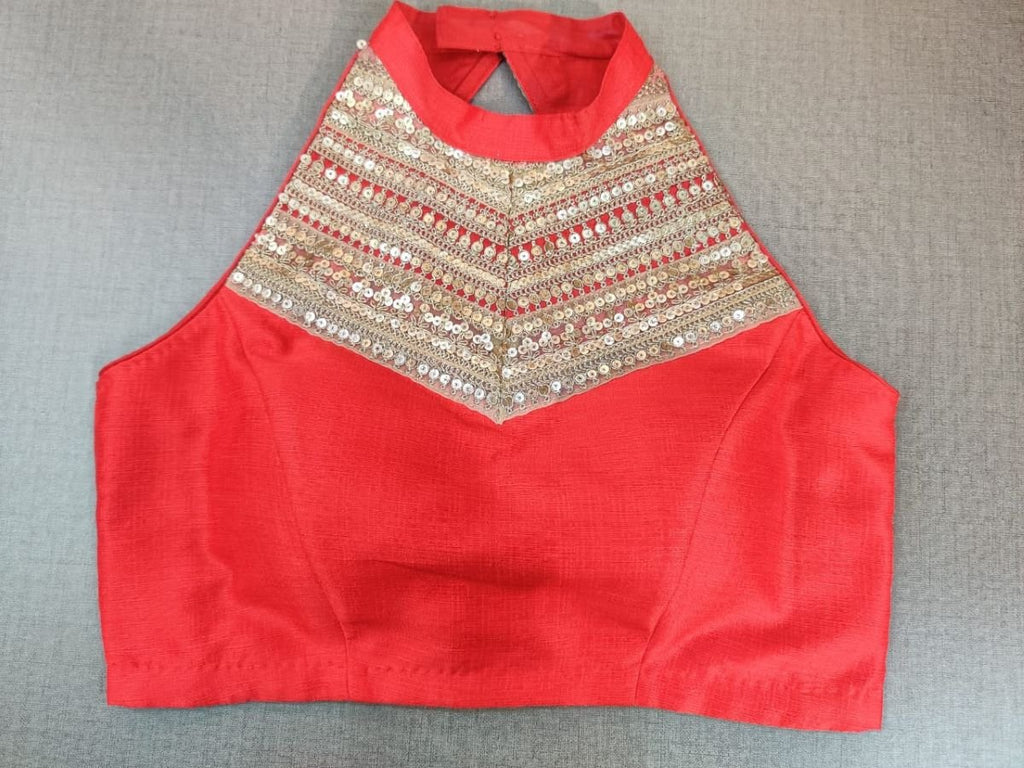 Buy classic is never old and enough to have in your closet!! Pair this fashionable blouse with a beautifully embroidered blouse with a silk sari and statement earrings and you are good to go! It features a beautiful back and hooks closure. . Elevate your Indian saree style with exquisite readymade sari blouse, embroidered saree blouses, Banarasi sari blouse, and designer sari blouse from Pure Elegance Indian clothing store in the USA.- Front View