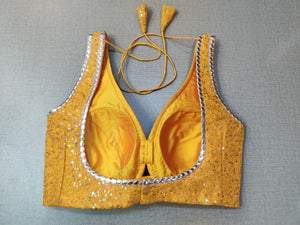 50w131-RO- Yellow Embroidery Designer Saree Blouse