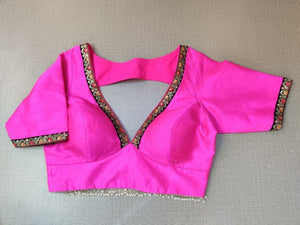 50w154-RO  Pink Designer Blouse With Embroidery