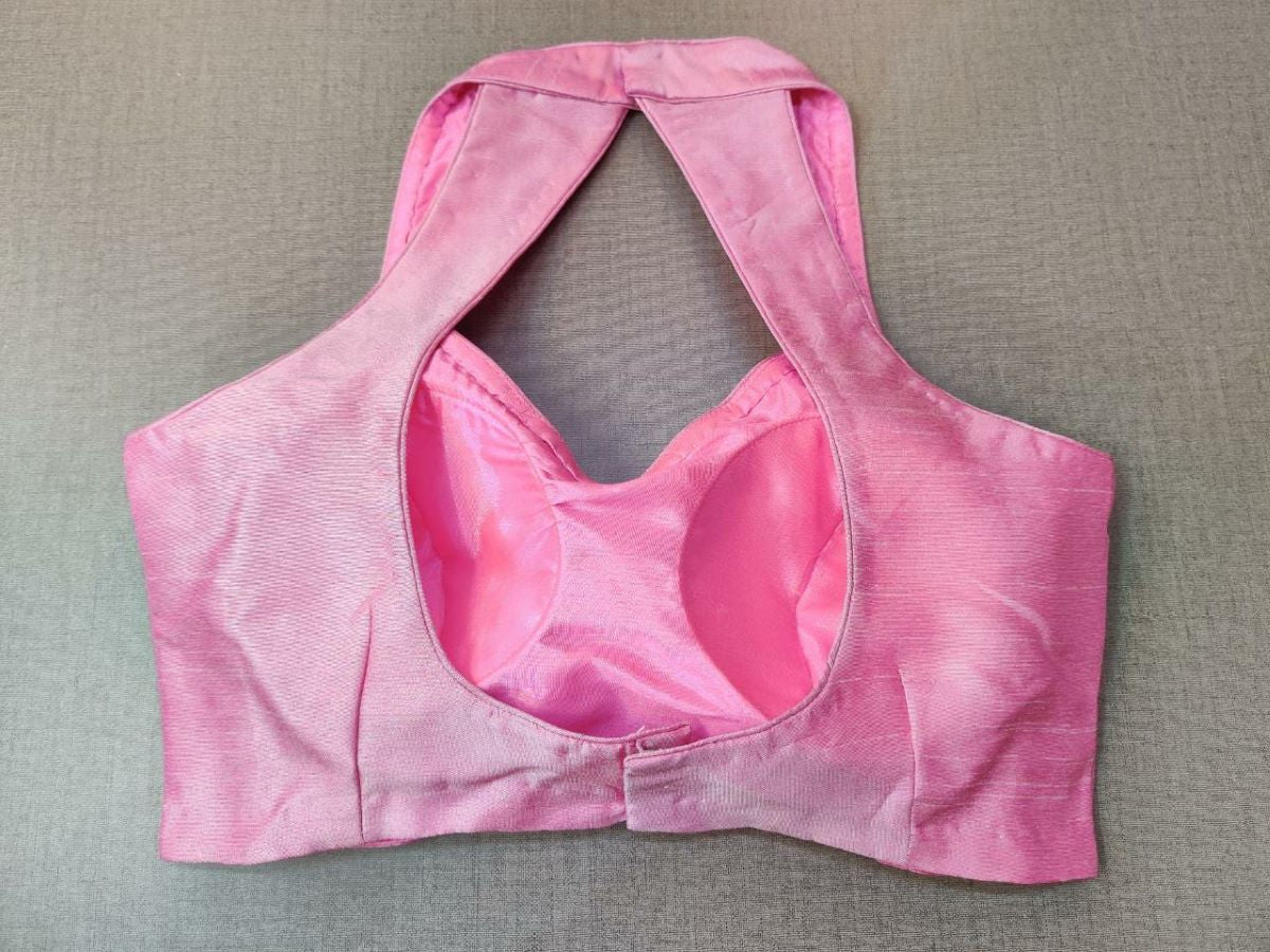 50w157-RO- Solid Pink Designer Saree Blouse