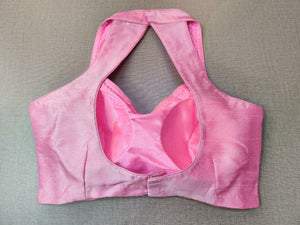 50w157-RO- Solid Pink Designer Saree Blouse