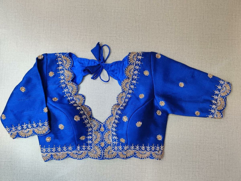 50w199-RO - Blue Designer Readymade Blouse With Zari Embroidery