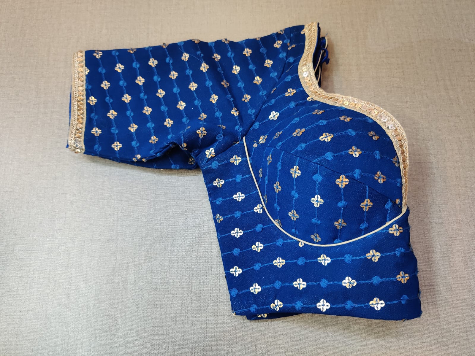 50w222-RO  Navy Silk Designer Indian Saree Blouse