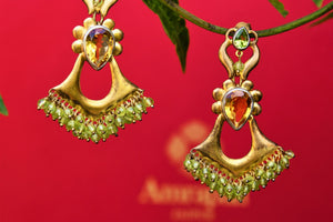 Buy silver gold plated Amrapali citrine earrings online from Pure Elegance. Our fashion store brings alluring range of Indian silver gold plated jewelry in USA for women.-closeup