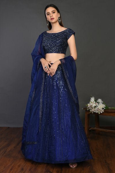 30Z175-RO blue organza Lehenga with dupatta