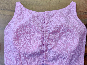 Shop stunning lilac embroidered sleeveless saree blouse online in USA. Elevate your ethnic saree style with a tasteful collection of designer saree blouses, embroidered sari blouses, Banarasi blouses, silk saree blouses from Pure Elegance Indian clothing store in USA.-back