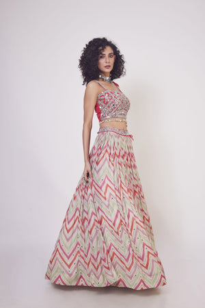 30Z115-RO Red Georgette Lehenga with dupatta