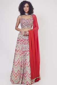 30Z115-RO Red Georgette Lehenga with dupatta