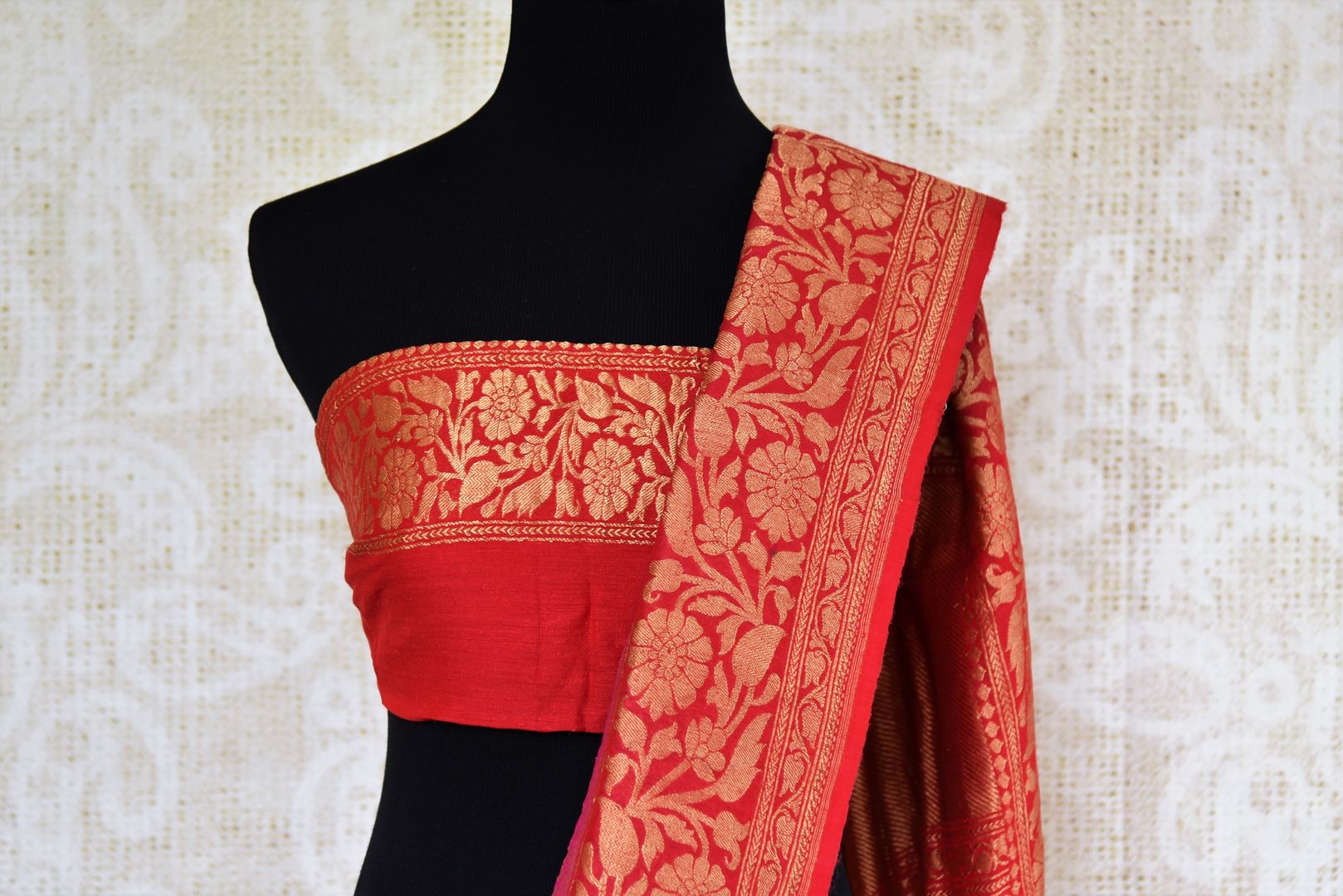 Buy bright pink muga Banarasi saree online in USA. Pure Elegance clothing store brings an exquisite variety of Indian woven Banarasi sarees for online shopping in USA. -blouse pallu