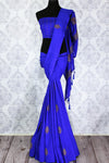 Elegant blue muga Benarasi saree with buta buy online in USA. Shop the latest design Indian designer sarees from Pure Elegance clothing store in USA for women.-full view