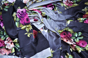 Shop elegant ombre grey floral satin crepe saree online in USA. Be the highlight of the parties and festive occasions with tasteful silk sarees, crepe saris, embroidered designer sarees from Pure Elegance Indian fashion store in USA.-details