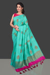 Buy stunning sea green muga Banarasi sari online in USA with zari buta. Shop beautiful Banarasi sarees, georgette sarees, pure muga silk sarees in USA from Pure Elegance Indian fashion boutique in USA. Get spoiled for choices with a splendid variety of Indian saris to choose from! Shop now.-full view