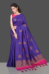 Buy gorgeous purple borderless muga Banarasi saree online in USA with floral bunch zari buta. Shop beautiful Banarasi sarees, georgette sarees, pure muga silk sarees in USA from Pure Elegance Indian fashion boutique in USA. Get spoiled for choices with a splendid variety of Indian saris to choose from! Shop now.-full view