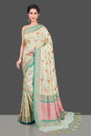 Buy mint green georgette Banarasi saree online in USA with floral zari jaal. Shop beautiful Banarasi georgette sarees, tussar sarees, pure muga silk sarees in USA from Pure Elegance Indian fashion boutique in USA. Get spoiled for choices with a splendid variety of Indian saris to choose from! Shop now.-full view