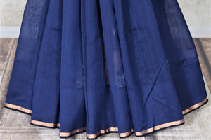 Shop gorgeous blue cotton silk saree online in USA with weave pallu. Shop handowoven silk sarees, designer saris, linen sarees, embroidered sarees in USA from Pure Elegance Indian saree store in USA.-pleats