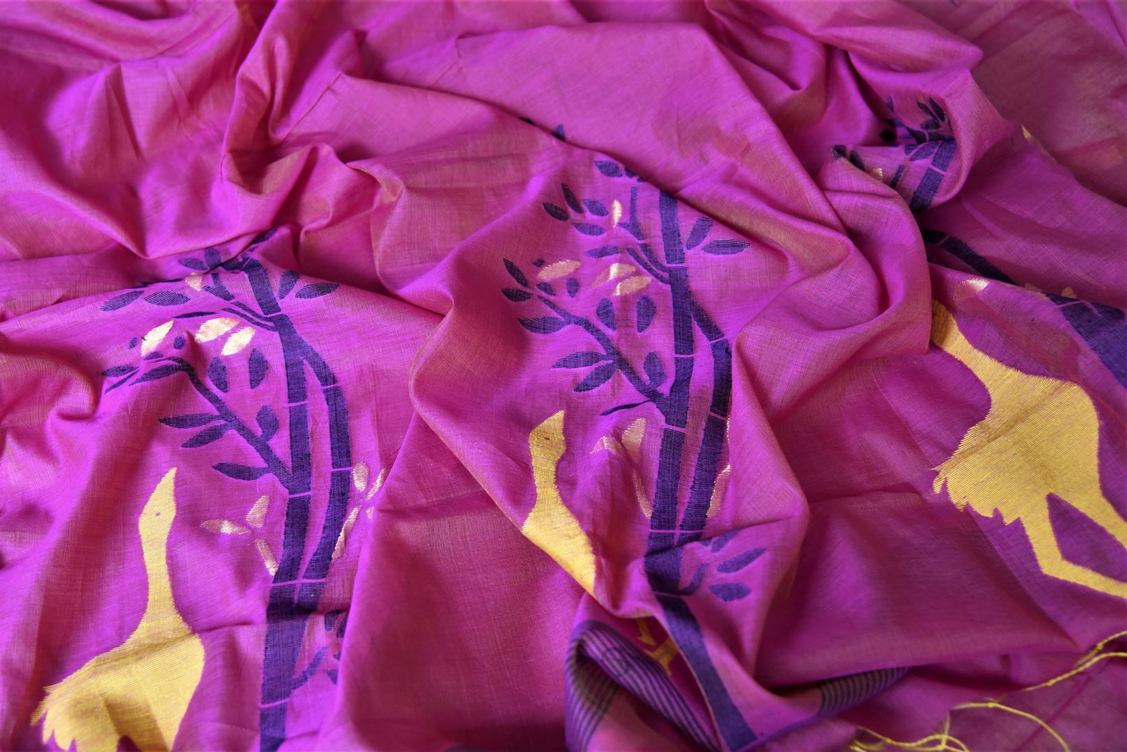 Shop stunning pink cotton silk saree online in USA with weave pallu. Shop handowoven silk sarees, designer saris, linen sarees, embroidered sarees in USA from Pure Elegance Indian saree store in USA.-details