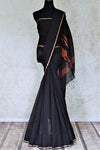 Shop gorgeous black cotton silk saree online in USA with weave pallu. Shop handowoven silk sarees, designer sarees, linen sarees, embroidered sarees in USA from Pure Elegance Indian saree store in USA.-full view