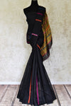 Shop stunning black matka silk saree online in USA with weave pallu. Look gorgeous on special occasions with exquisite Indian sarees, handwoven saris, Banarasi sarees, pure silk sarees from Pure Elegance Indian saree store in USA.-full view