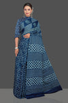 Shop stunning dark blue mix print modal silk saree online in USA. Make your presence felt on special occasions in beautiful embroidered sarees, handwoven sarees, pure silk sarees, tussar sarees from Pure Elegance Indian saree store in USA.-full view