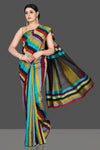 Buy stunning multicolor stripes matka silk saree online in USA. Be the center of attraction at weddings and special occasions in gorgeous designer sarees, handwoven silk sarees, embroidered sarees, pure silk sarees from Pure Elegance Indian fashion store in USA.-full view