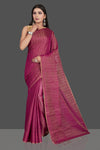 Shop stunning magenta matka silk saree online in USA with golden border. Be the center of attraction at weddings and special occasions in exquisite designer sarees, handwoven silk saris, embroidered sarees, pure silk sarees from Pure Elegance Indian fashion store in USA.-full view