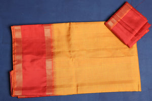 Buy stunning orange Kanjivaram saree online in USA with red zari border and pallu. Enrich your ethnic wardrobe with traditional Indian sarees, designer sarees. embroidered sarees, pure silk sarees, handwoven sarees, Kanchipuram saris, Banarasi sarees from Pure Elegance Indian saree store in USA.-blouse