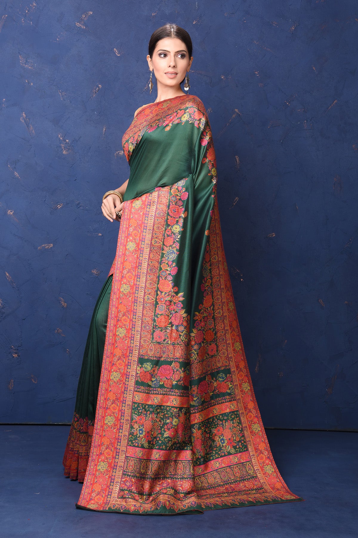 Shop gorgeous red tussar muga silk sari online in USA with Kani border. Buy latest designer sarees, handloom saris, embroidered sarees, Bollywood sarees, fancy sarees for special occasions from Pure Elegance Indian fashion store in USA. Shop soft silk sarees, pure Banarasi sarees, cotton sarees, georgette sarees.-pallu