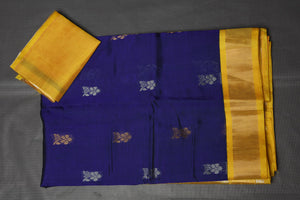 Shop stunning purple mangalgiri sari online in USA with yellow border and pallu. Keep your ethnic wardrobe up to date with latest designer sarees, pure silk sarees, handwoven sarees, tussar silk sarees, embroidered sarees, printed sarees from Pure Elegance Indian saree store in USA.-blouse