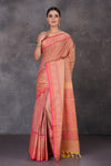 Buy beautiful pink Kanchipuram cotton saree online in USA with pink zari border. Flaunt your ethnic style on special occasions with latest designer sarees, pure silk sarees, handwoven sarees, Kanchipuram silk sarees, embroidered sarees, georgette sarees from Pure Elegance Indian saree store in USA.-full view