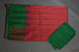 Buy beautiful pink zari check Gadhwal silk sari online in USA with pink temple border. Flaunt your ethnic style on special occasions with latest designer sarees, pure silk sarees, handwoven sarees, Kanchipuram silk sarees, embroidered sarees, georgette sarees, party sarees from Pure Elegance Indian saree store in USA.-blouse