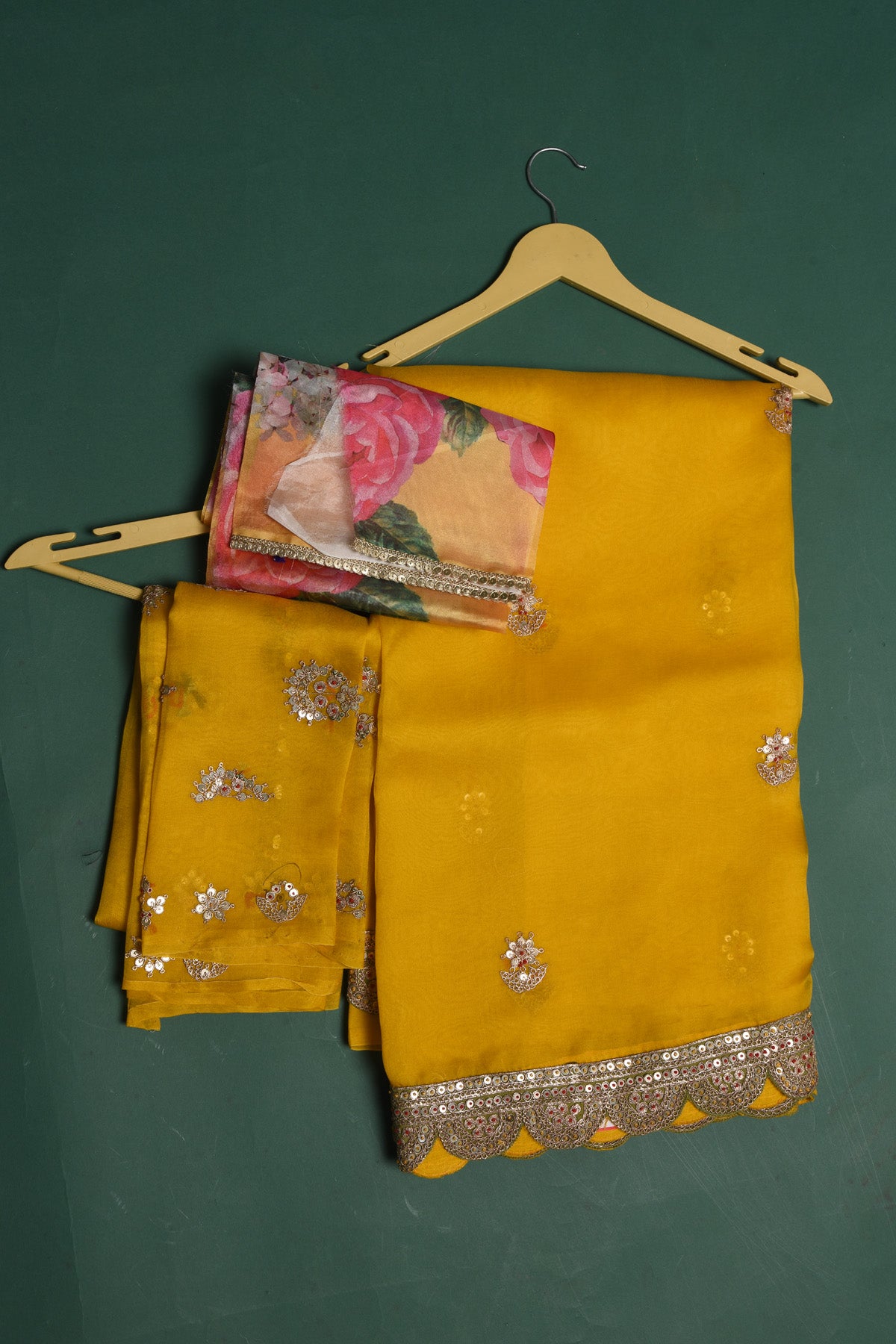 Buy stunning mango yellow embroidered organza saree online in USA. Be a vision of style and elegance at parties and special occasions in beautiful designer sarees, embroidered sarees, printed sarees, satin saris from Pure Elegance Indian fashion store in USA.-blouse