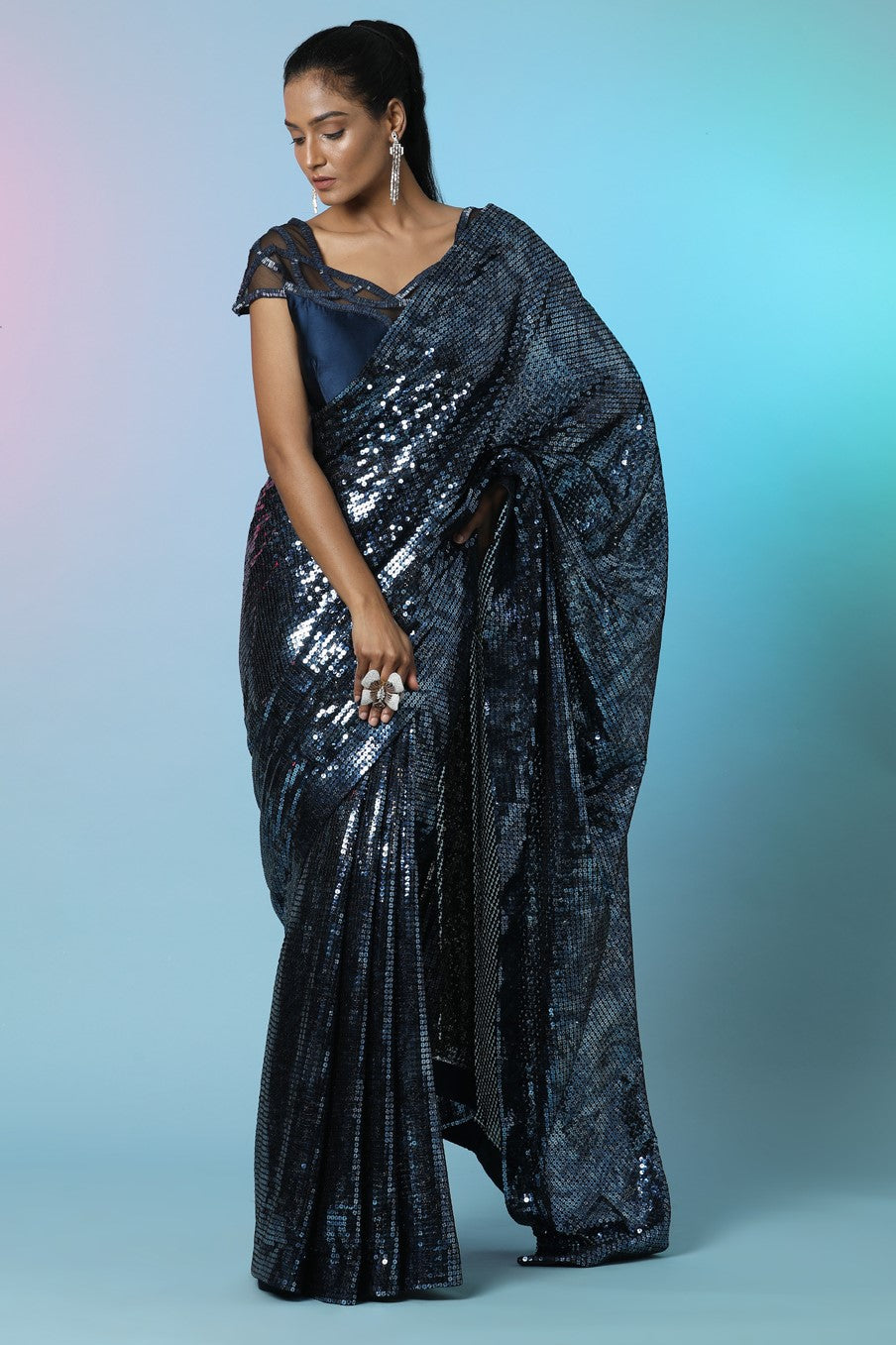 Women Sequence Saree Georgette Silk Fancy Designer Wedding Stylish Online  Saree | eBay
